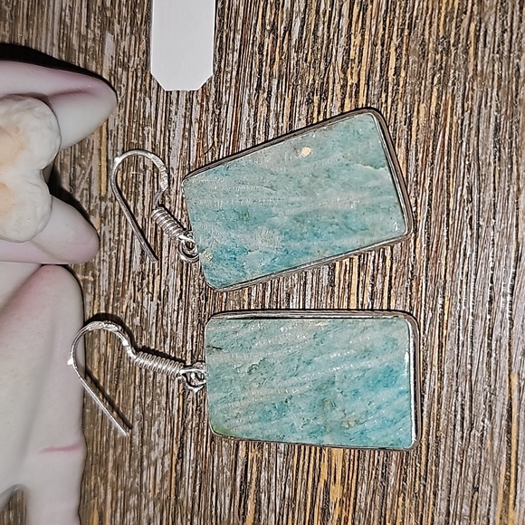 New Sterling silver Amazonite earrings - Picture 7 of 8